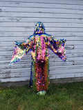 Jumbo Iridescent Fire Sequin Kimono Hooded| Size Inclusive Kimono | Rave Kimono | Burning Man ⎪ Long Wizard Bell Sleeve ⎪ Music Festival