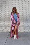 Pink Sequin Bell Sleeve Kimono / Festival Robe / Sequin Kaftan