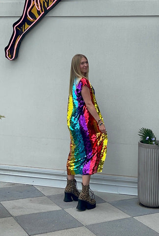 Rainbow Sequin Sleeveless Duster