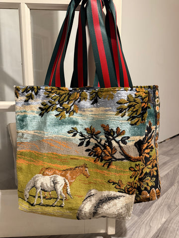 Italian Horse Tapestry Tote Bag A