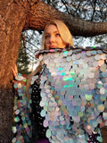 Holographic Silver Rainbow Sequin Kimono ⎪ Long Wizard Bell Sleeve ⎪ Music Festival