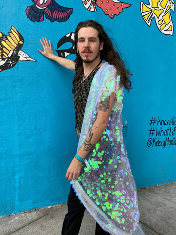 Translucent Iridescent Hooded Vest