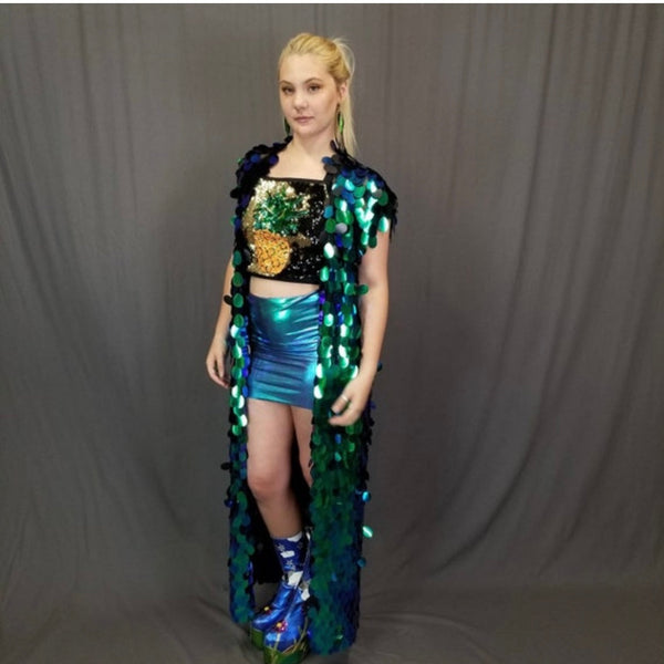 Sleeveless Green Sequin Vest