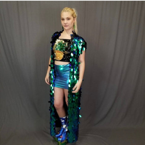 Sleeveless Green Sequin Vest