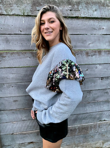 Sequin Ruffle Sustainable Sweatshirt