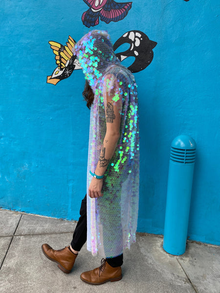 Translucent Iridescent Hooded Vest