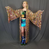 Rainbow Sword Sequin Kimono | Rave Kimono | Sequin Dress | Plus Size Kimono | Festival Robe