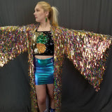 Rainbow Sword Sequin Kimono | Rave Kimono | Sequin Dress | Plus Size Kimono | Festival Robe