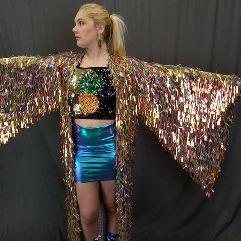 Rainbow Sword Sequin Kimono | Rave Kimono | Sequin Dress | Plus Size Kimono | Festival Robe
