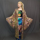 Rainbow Sword Sequin Kimono | Rave Kimono | Sequin Dress | Plus Size Kimono | Festival Robe
