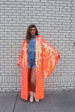 Iridescent Orange Bell Sleeve Kimono