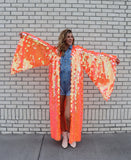 Iridescent Orange Bell Sleeve Kimono