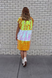 Orange and White Iridescent Sequin Vest