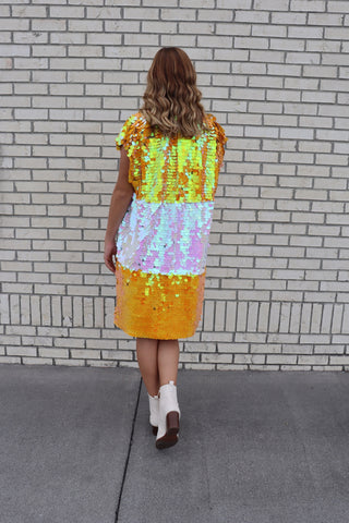 Orange and White Iridescent Sequin Vest