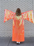 Iridescent Orange Bell Sleeve Kimono