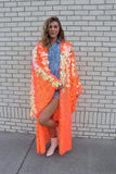 Iridescent Orange Bell Sleeve Kimono