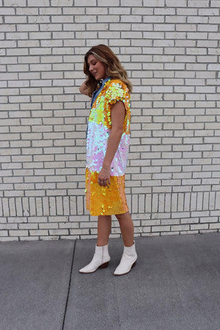 Orange and White Iridescent Sequin Vest