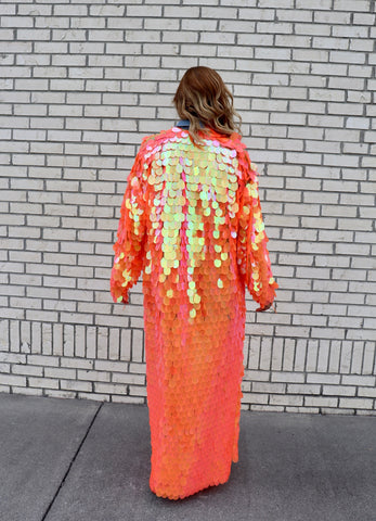 Iridescent Orange Sequin Duster