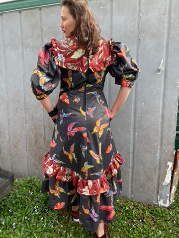 Butterfly Floral Puff Sleeve Dress