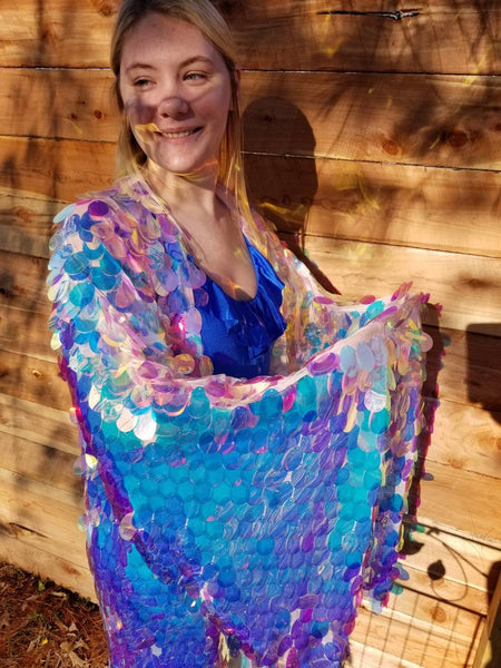 Sequin Kimono - Iridescent Paillette Sequin Mermaid Goddess Kimono Robe Bell Sleeve