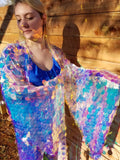 Sequin Kimono - Iridescent Paillette Sequin Mermaid Goddess Kimono Robe Bell Sleeve
