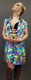 Holographic Silver Rainbow Sequin Kimono | Plus Size Kimono | Rave Kimono