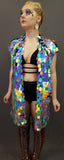 Holographic Silver Rainbow Sequin Kimono | Plus Size Kimono | Rave Kimono