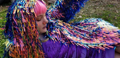 Fire Sequin Kimono / Long Sleeve Hooded Kimono / Maxi Length