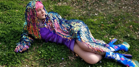 Fire Sequin Kimono / Long Sleeve Hooded Kimono / Maxi Length