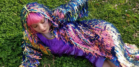 Fire Sequin Kimono / Long Sleeve Hooded Kimono / Maxi Length