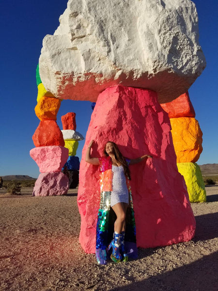 Rainbow Pride Sequin Kimono / Sleeveless Sequin Duster /Rave Kimono