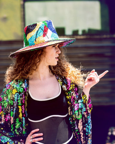 Floral Sequin Lace Bell Sleeve Kimono in Green
