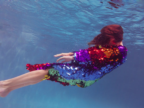 Rainbow Pride Sequin Bell Sleeve Kimono Inspired Festival Robe Plus Size Available