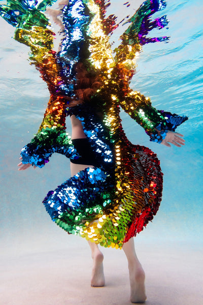 Rainbow Pride Sequin Bell Sleeve Kimono Inspired Festival Robe Plus Size Available