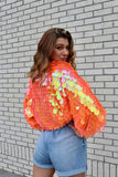 Cropped Mermaid Sequin Bolero Shrug  / Burning Man /  Rave Jacket / Plus Size