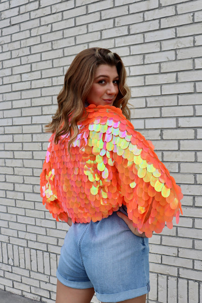 Cropped Mermaid Sequin Bolero Shrug  / Burning Man /  Rave Jacket / Plus Size