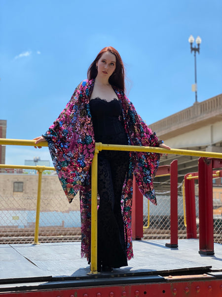 Floral Sequin Kimono