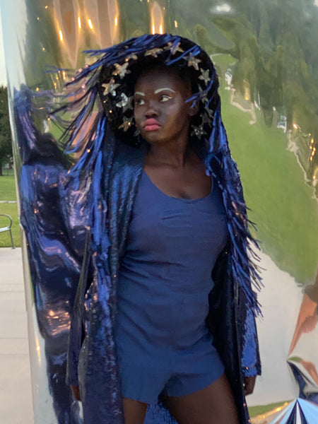 Sequin Fringe Hooded Duster