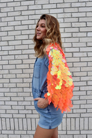 Cropped Mermaid Sequin Bolero Shrug  / Burning Man /  Rave Jacket / Plus Size
