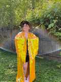 Iridescent Goldenrod Jumbo Sequin Kimono Festival Robe Plus Size Unisex