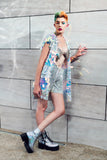 Holographic Iridescent Stripe Short Sequin Vest