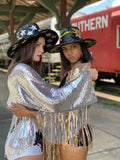 Sequin Fringe Crop Shrug Jacket