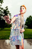 Holographic Iridescent Stripe Short Sequin Vest