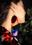 Rainbow Sequin Dangle Chandelier Eco Upcycled Earrings