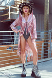 Sequin Fringe Hooded Duster