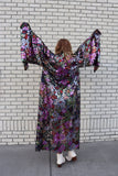 Lace Floral Sequin Bell Sleeve Kimono