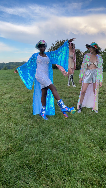 Ice Blue Bell Sleeve Kimono