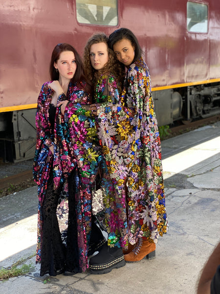 Floral Sequin Kimono